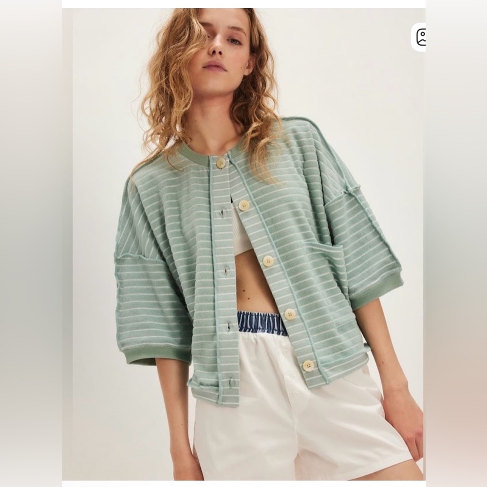 FREE PEOPLE MATILDA STRIPED TERRY CARDIGAN - Picture 10 of 16